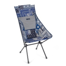 Helinox Krzesło kempingowe Sunset Chair (wysokie oparcie, nowa regulowana poduszka na głowę) Bandanna Quilt niebieskie